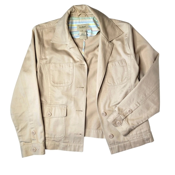 LL Bean Cotton Jacket Blazer Medium Petite - Picture 1 of 6